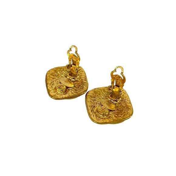 CHANEL Authentic Vintage Gold Logo Earrings